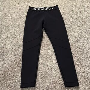 Burberry Black Textured Leggings with Elastic Waistband